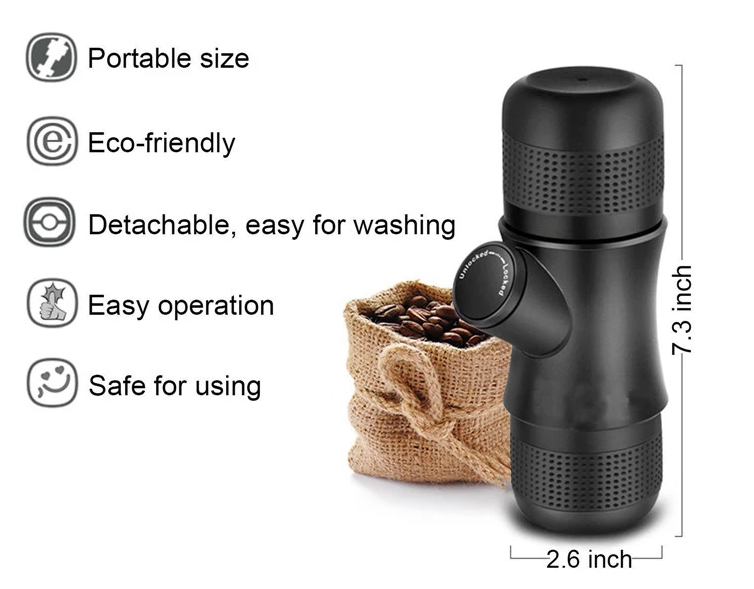 Custom logo OEM Portable Espresso Coffee Machine Outdoor Mini Espresso Coffee Maker for Camping