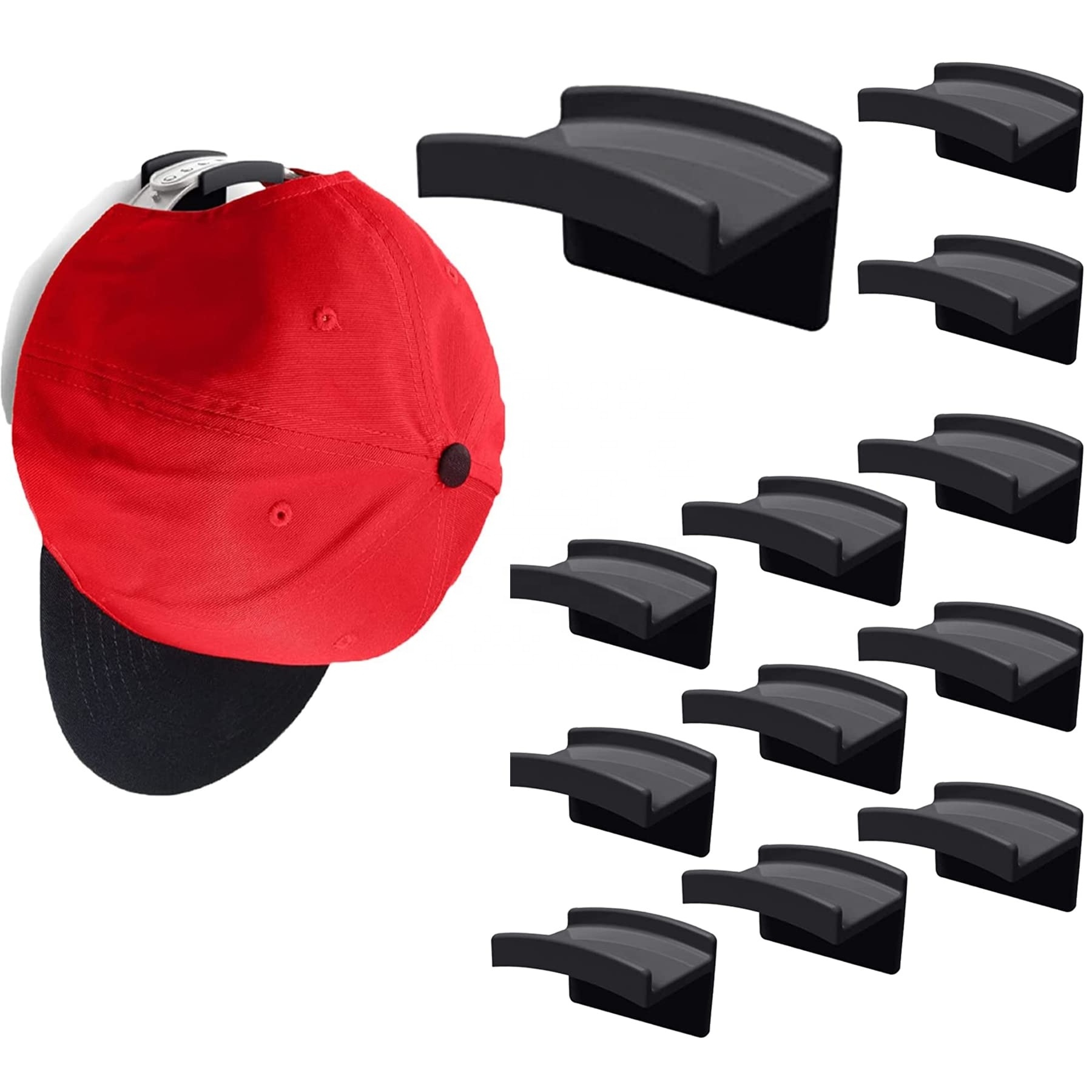 Minimalist Wall-Mounted Hat Rack for Baseball Caps Single Tier Closet Door Hat Hangers Organizer Cap Hooks