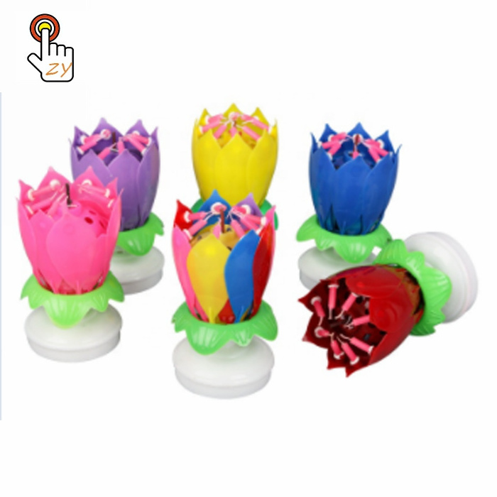 Wholesale Manufactures Birthday Cake Music 14 Candles Lotus Flower Christmas Festival Decorative Music Wedding Party Candles