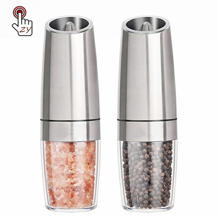 Manufactures Hot sale Gravity Battery Operated Electric Salt and Pepper Grinder Pepper Mill with Blue LED Light