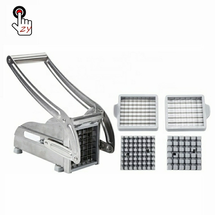 Stainless Steel French Fries Cutter With 2 Blade Manual Chips Potato Slicer Vegetable Chopper