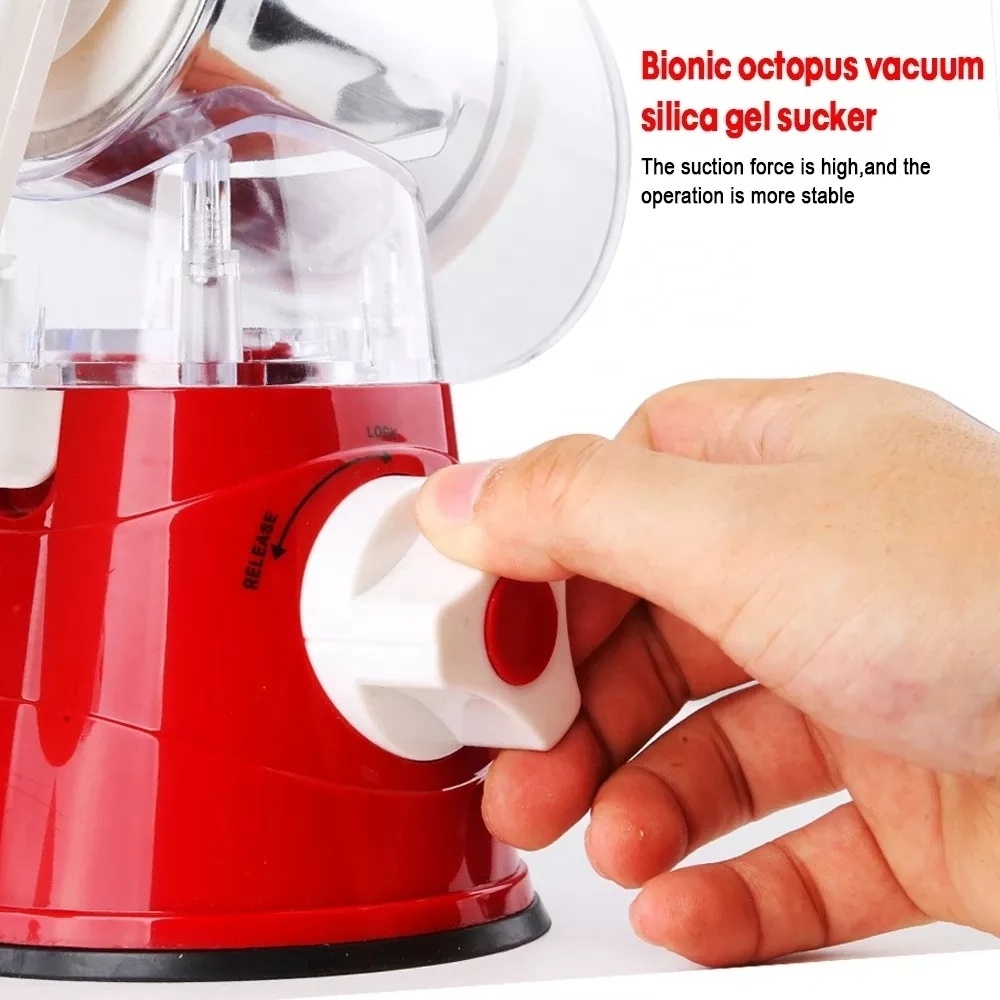 Vegetable Slicer 3 in 1 Round Veggie Chopper Fruit Cutter Cheese Shredder Rotary Drum Grater Manual Spiral