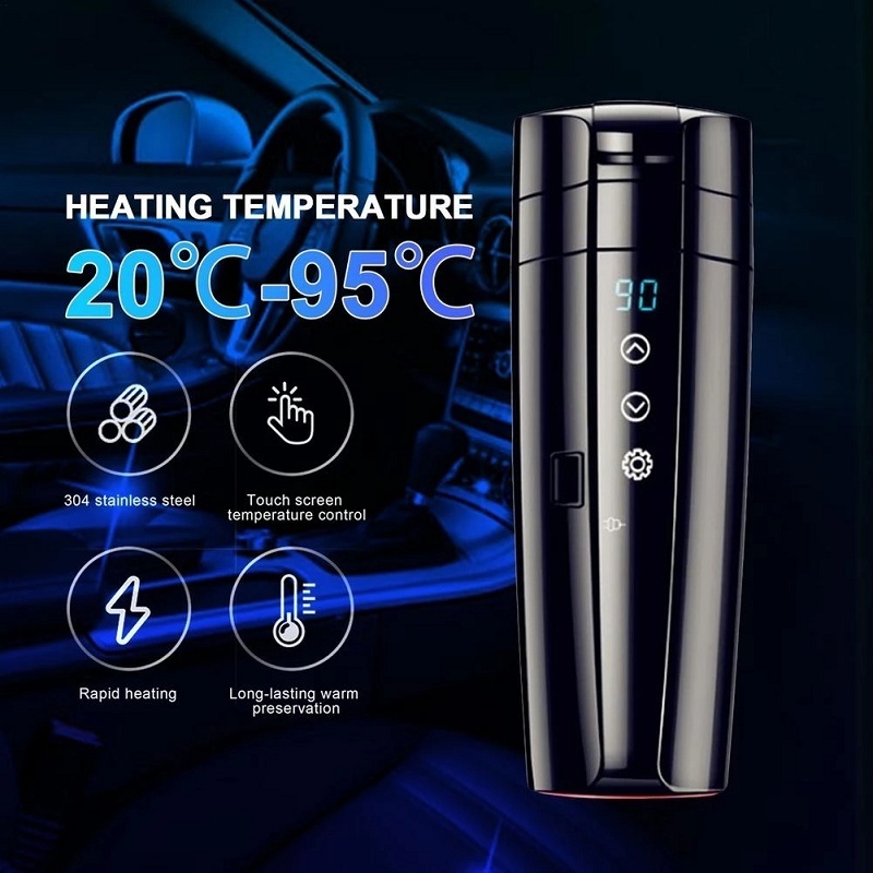 Portable Car Heater Travel Mug 12 / 24V Stainless Steel Electric Kettle Thermo Water Cup Home Outing Supplies Drinkware