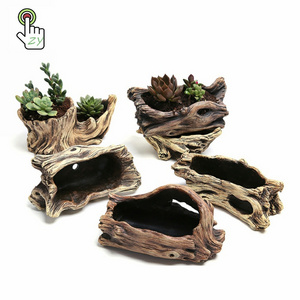 Vintage Gardening Pots Log Driftwood Planter Wood Creative Vintage Imitate Plant Container Cement Flower Pot Plant