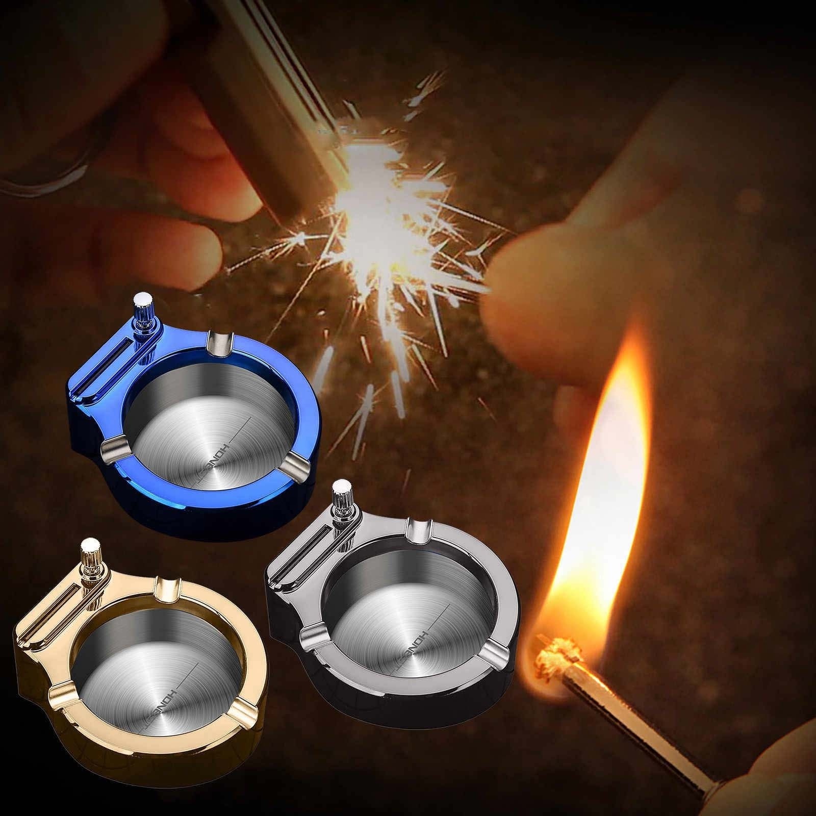 New Creative Products Gift Million Matches Ashtray Metal Oil Lighter Multifunction Permanent Flint Kerosene Lighter