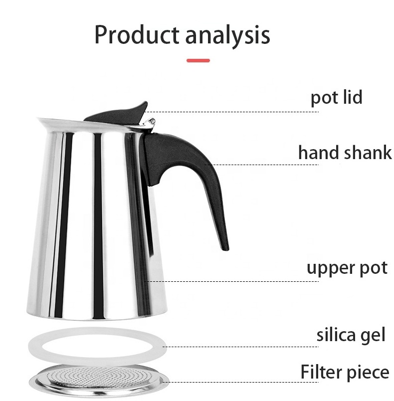 100ml/200ml/300ml/450ml Portable Espresso Coffee Maker Moka Pot Stainless Steel Coffee Brewer Kettle Pot For Pro Barista