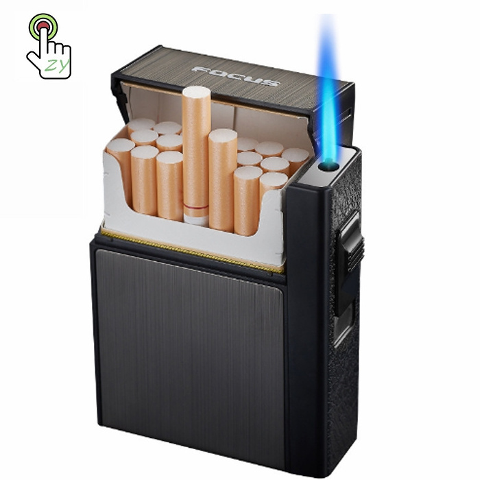 Rechargeable Metal cigarette case with detachable lighter one jet flame windproof type