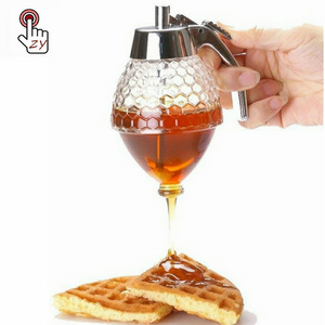 Honey Dispenser No Drip Glass Honey Glass Jars Honey Dipper Comb bottle Syrup Dispenser For Sauce Sugar Coconut Oil Condiments