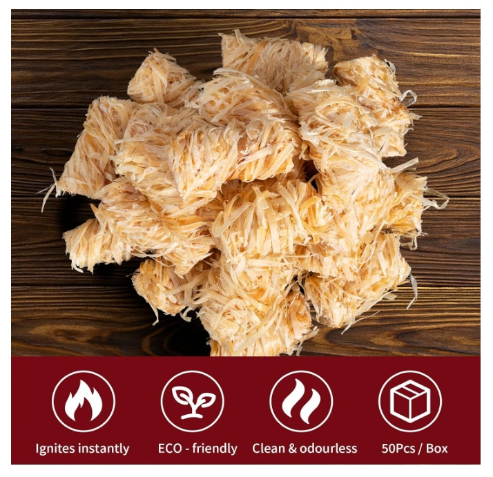 6-8 Minutes Burning Time Fuel Wood Wool Firelighter for Fireplace BBQ Campfires Lighting Accessories