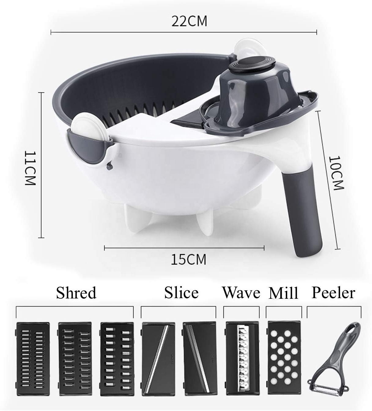 Multifunction Vegetable Cutter Drain Basket Magic Rotate Vegetable Cutter Julienne Grater and Chopper Vegetable Cutter with Fo