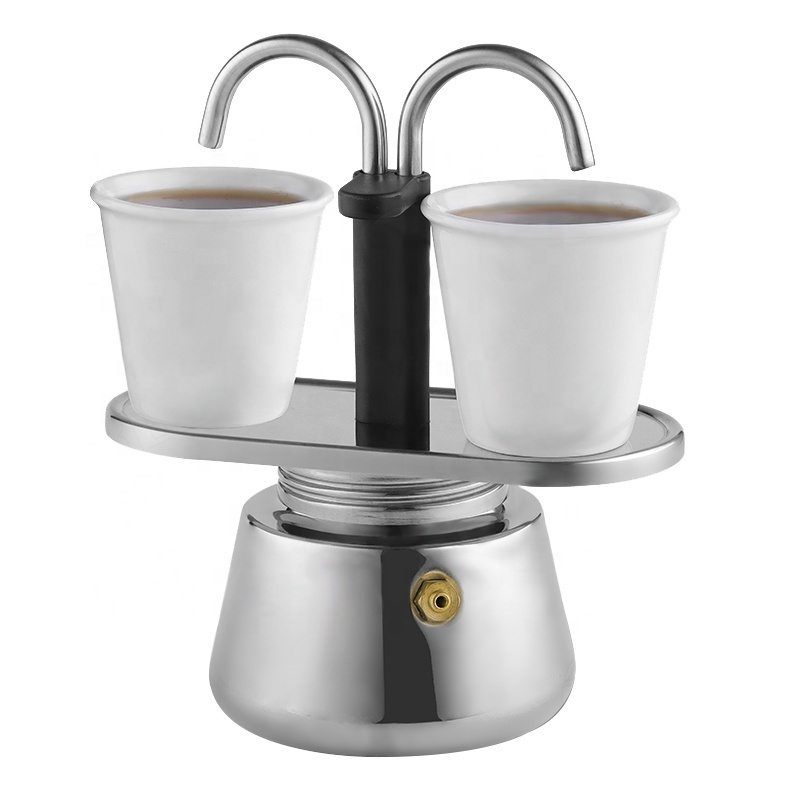 2 Cups tube Mini Moka Set Espresso Coffee Maker Cup shot glasses double mouth Italian Espresso Coffee Shot Maker