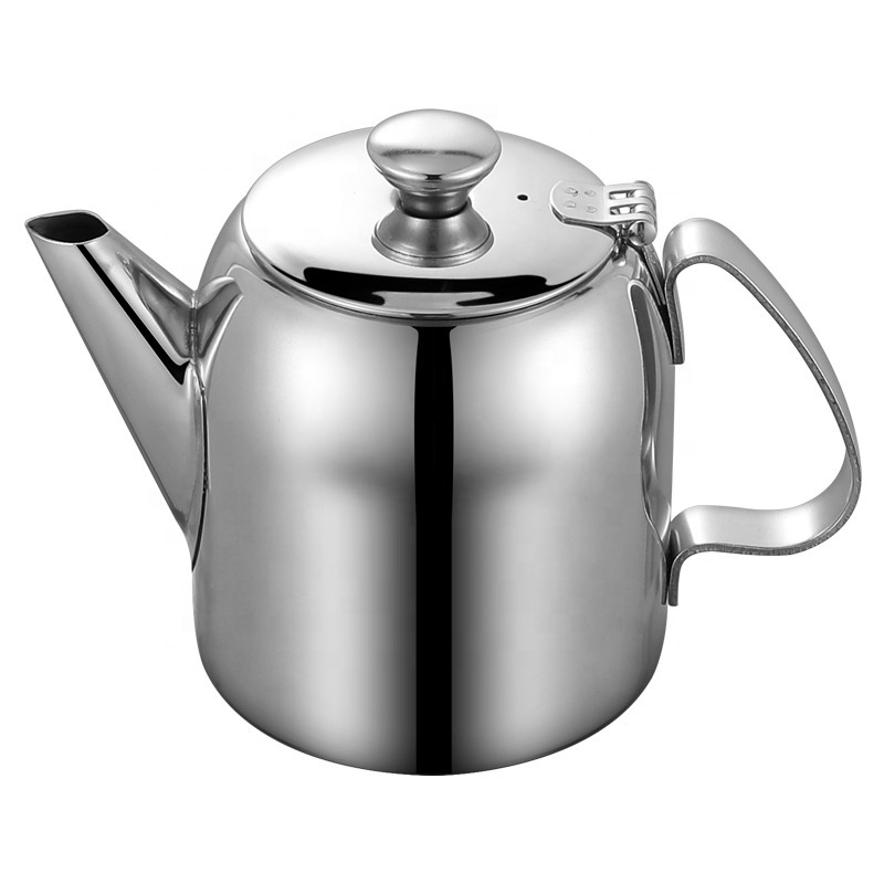 Silver 20/32/48/70 OZ Teapots Stainless Steel Water Kettle Hotel Tea Pot with lid Hotel Coffee Pot Restaurant Tea Kettle