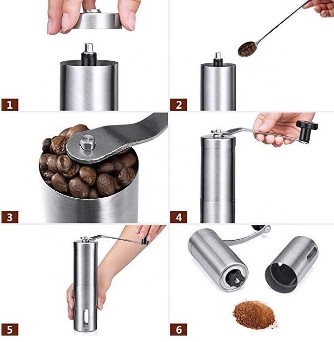 Free samples gifts Portable conical Burr Hand Crank Adjustable coffee bean grinder Stainless Steel manual mill coffee grinder