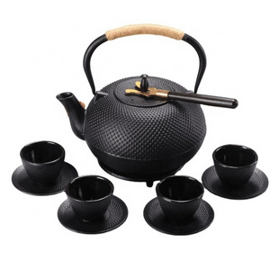 Japanese style lifting beam teapot black cast iron kettle household retro uncoated Pig iron teapot