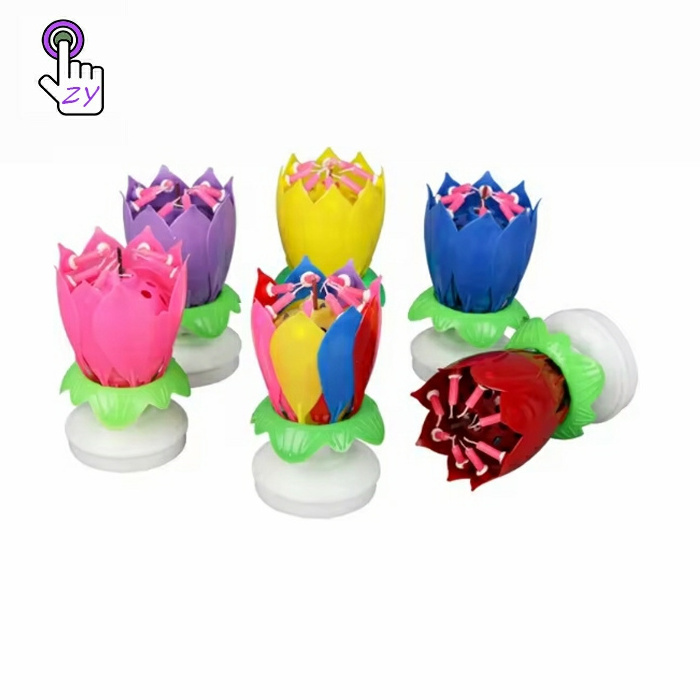 Wholesale Amazing Lotus Flower Musical Birthday Candle/Candel in Cake with 14 Inner Candles/Petals