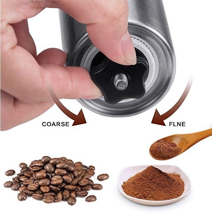 Free samples gifts Portable conical Burr Hand Crank Adjustable coffee bean grinder Stainless Steel manual mill coffee grinder