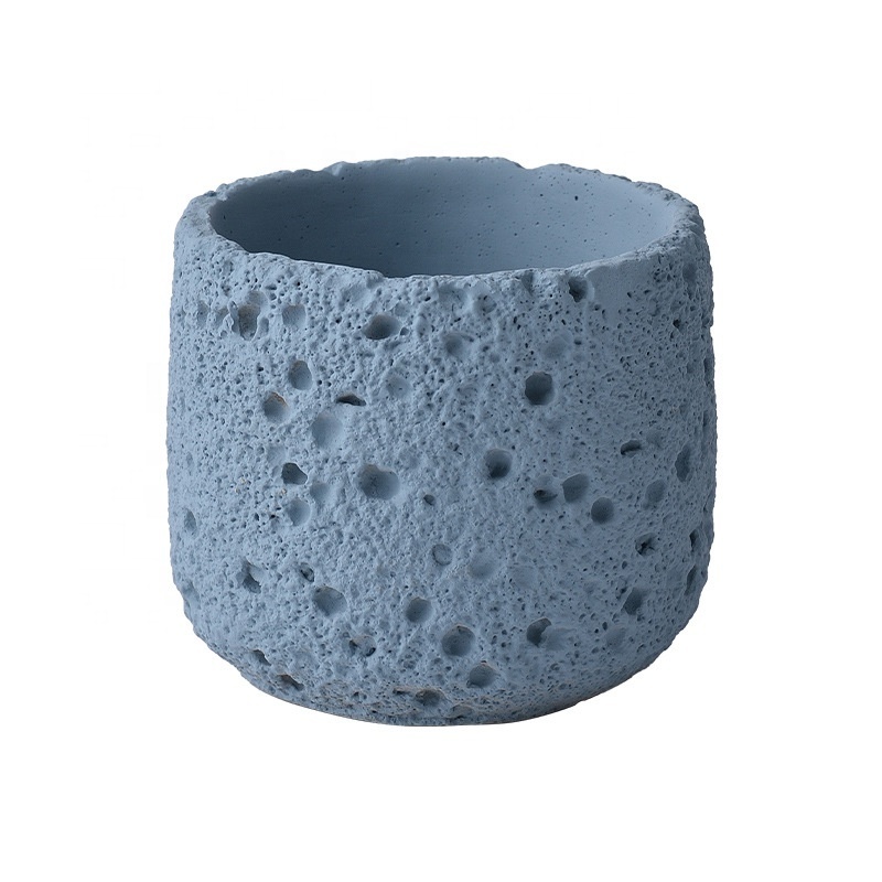 Custom wholesale Nordic matte scented candles holder embossed empty cement candle container colorful concrete candle jar