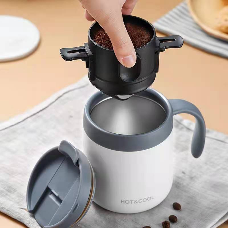 Eco-friendly coffee strainer 2-layer stainless steel tea filter cup portable hand-washing coffee hanging ear Filter