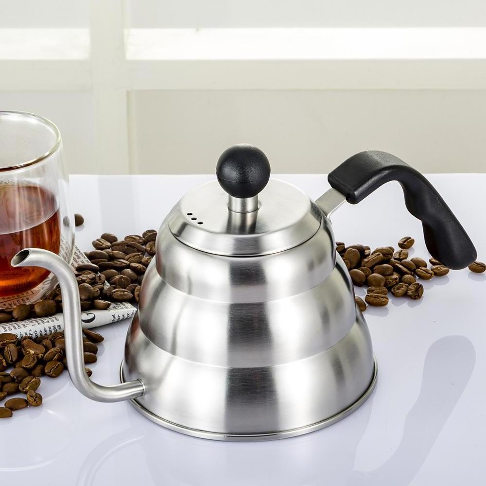 Stainless Steel Drip Gooseneck Spout Long Mouth Coffee Kettle Teapot Hand Coffee Pots With Lid