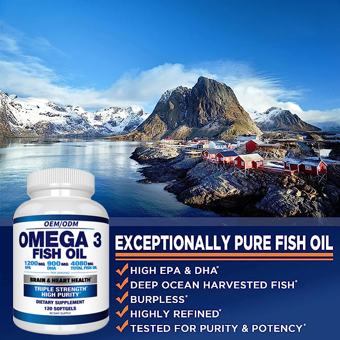 Private brand Fish Oil Deep-sea softgel health supplement High quality OEM Halal fish oil capsules