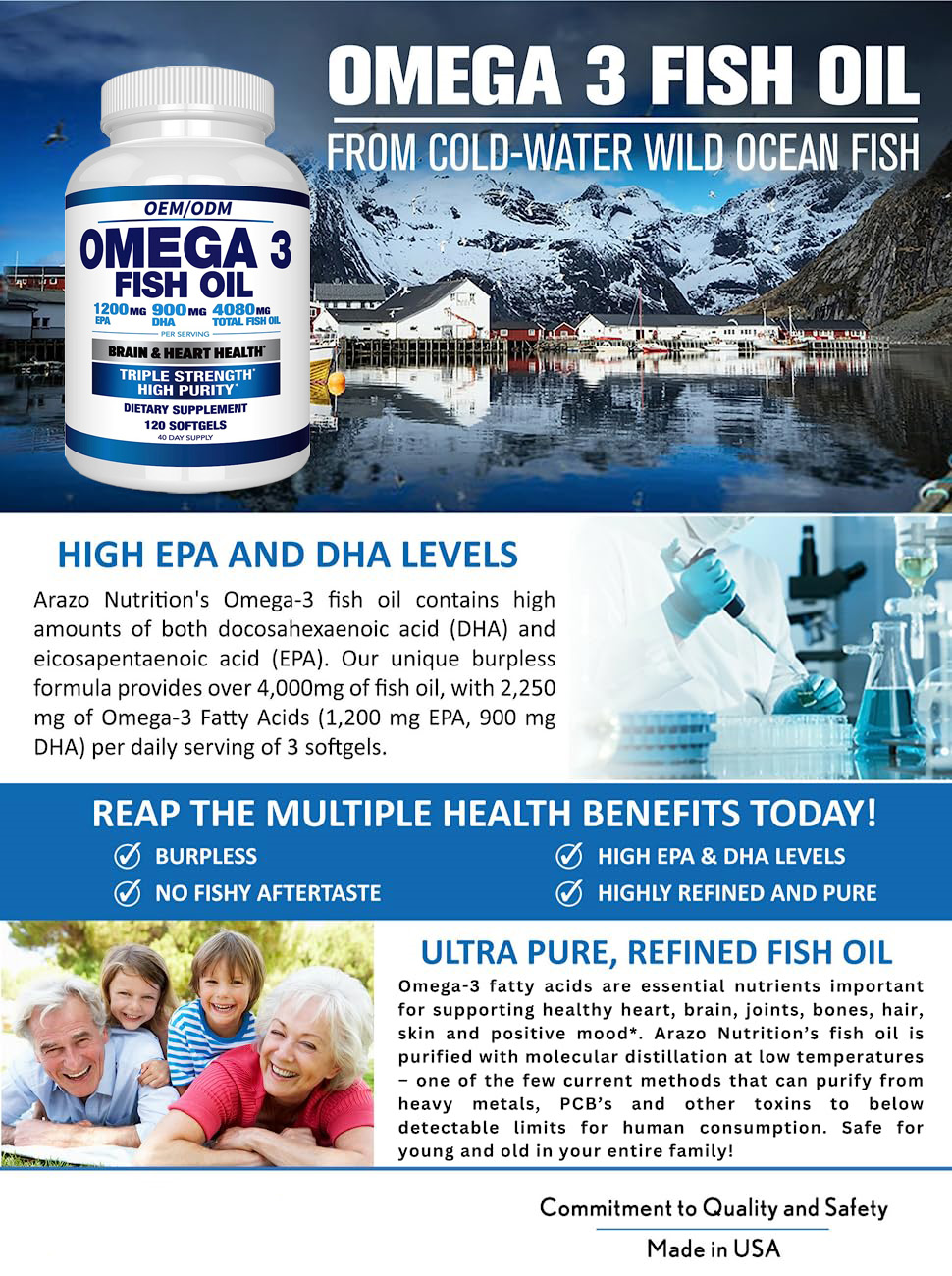 Private brand Fish Oil Deep-sea softgel health supplement High quality OEM Halal fish oil capsules