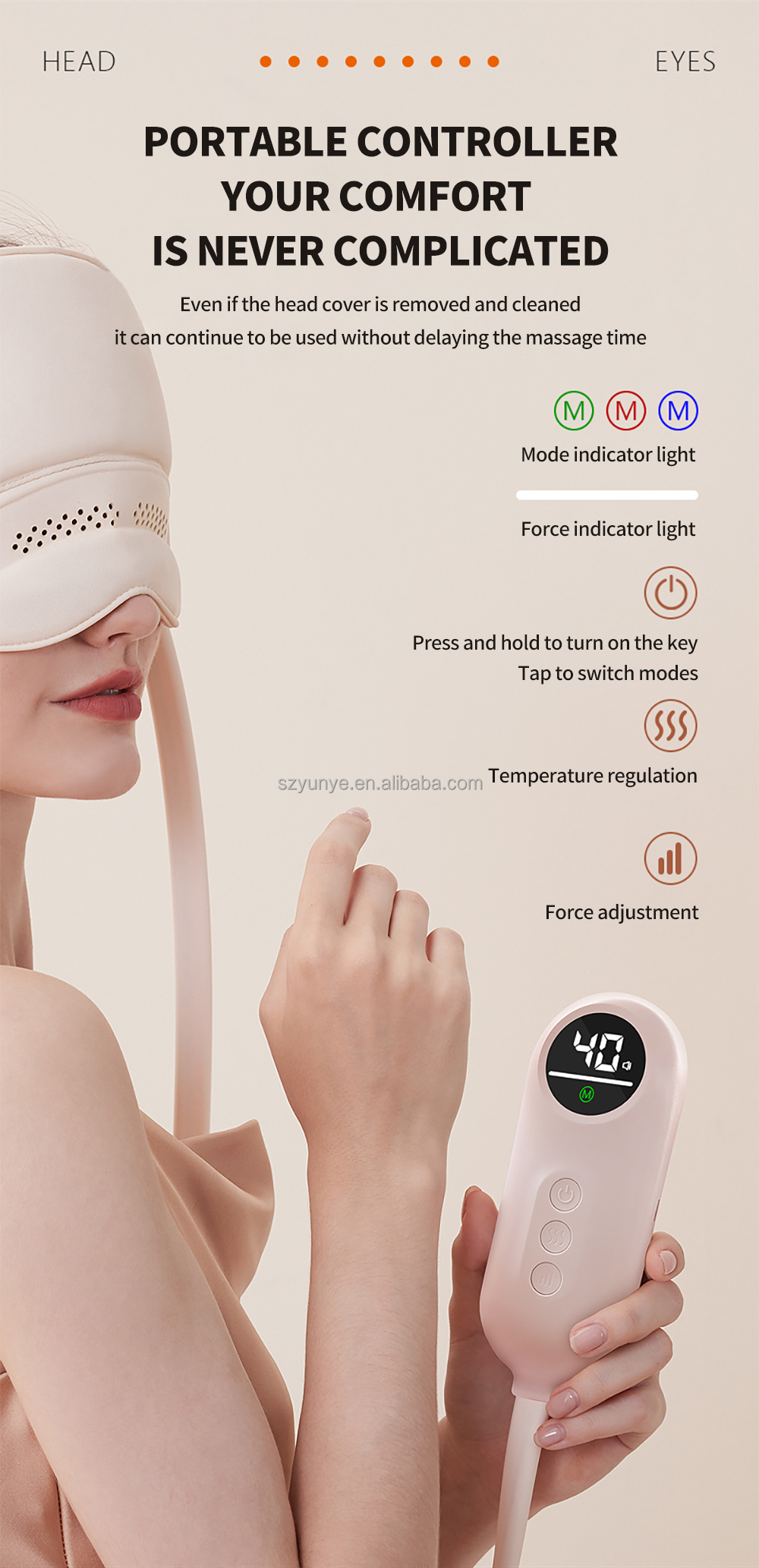 Electric Heating Air Bag Massage Cap Sleep Apparatus with Head Scalp Pressing Cervical Spine Eye Massager for Body Application