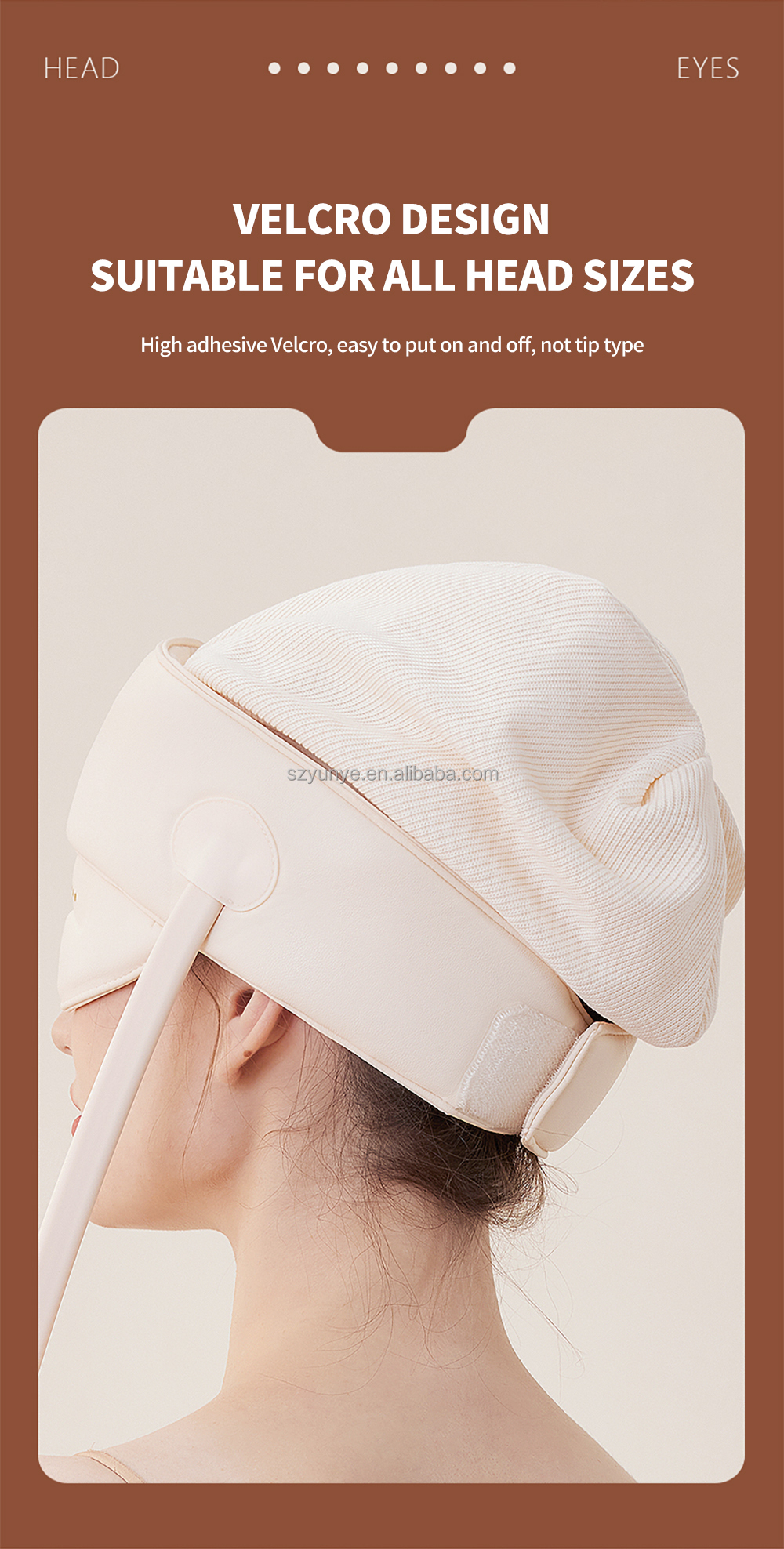 Electric Heating Air Bag Massage Cap Sleep Apparatus with Head Scalp Pressing Cervical Spine Eye Massager for Body Application