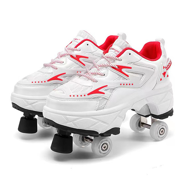 Fashion Sneakers Double 4 Wheels Comfortable Waterproof Christmas Gifts Kick Out Wheeled Roller Skate Shoes for Girls Boys