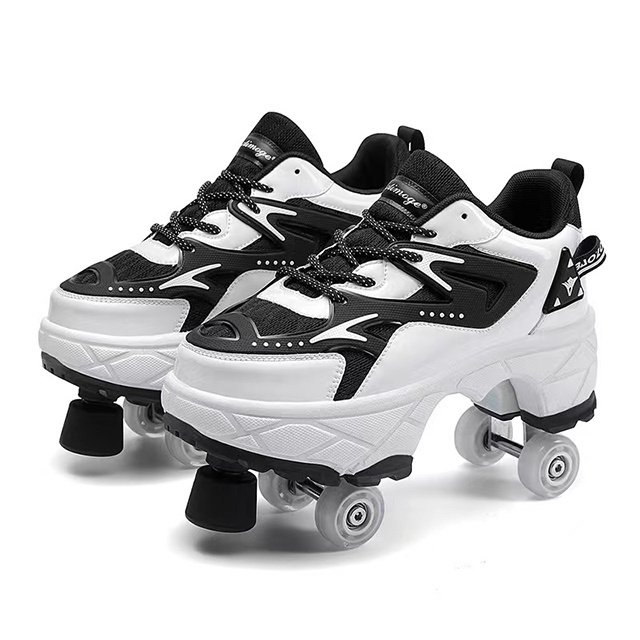 Fashion Sneakers Double 4 Wheels Comfortable Waterproof Christmas Gifts Kick Out Wheeled Roller Skate Shoes for Girls Boys