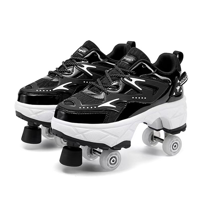 Fashion Sneakers Double 4 Wheels Comfortable Waterproof Christmas Gifts Kick Out Wheeled Roller Skate Shoes for Girls Boys