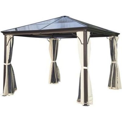 Large Logo Customized Canopy Commercial Luxury  Aluminum Manufacture Outdoor Garden Tent Roman Gazebos with Mosquito Net