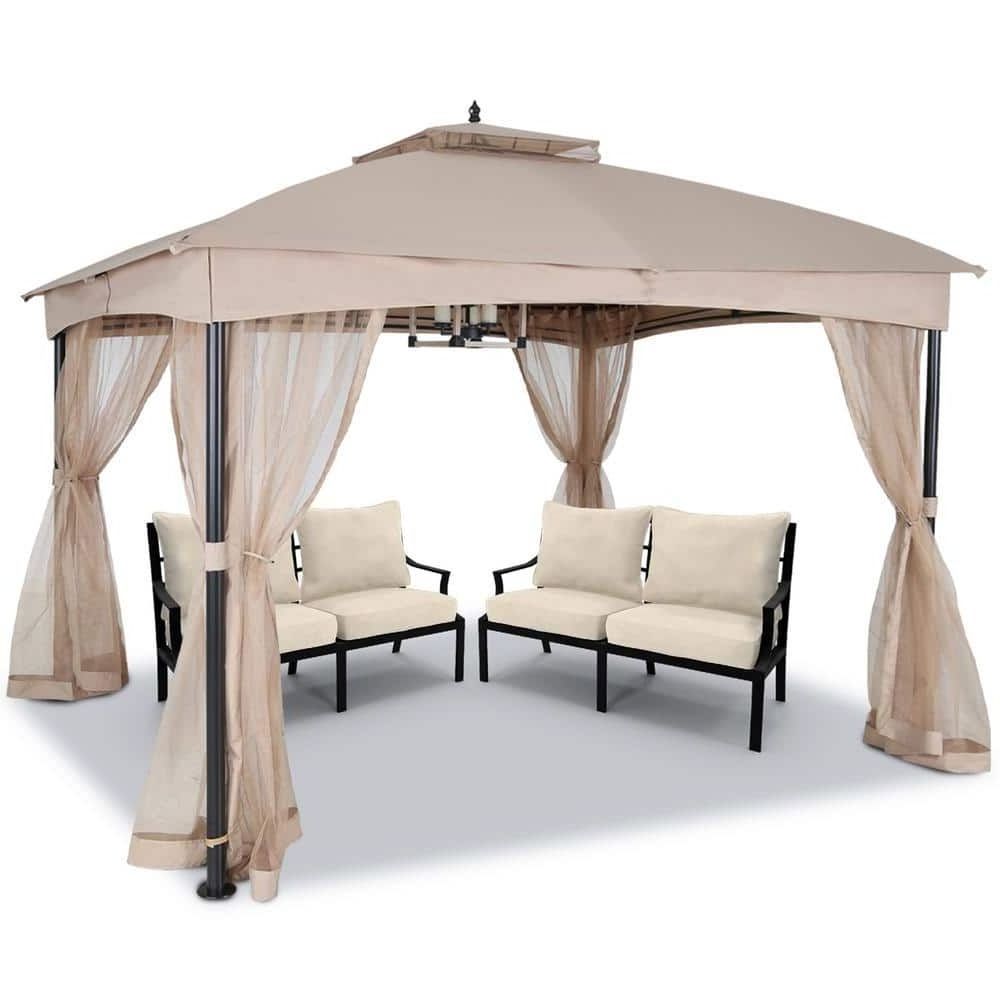 Large Logo Customized Canopy Commercial Luxury  Aluminum Manufacture Outdoor Garden Tent Roman Gazebos with Mosquito Net