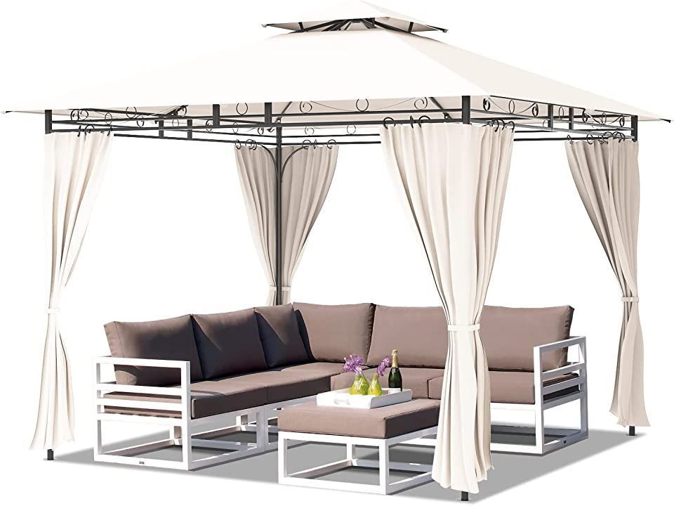 Large Logo Customized Canopy Commercial Luxury  Aluminum Manufacture Outdoor Garden Tent Roman Gazebos with Mosquito Net