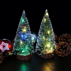 1 Green Cedar Led Light White Edge Pine Needle Tree Christmas Ornament Desktop Gift Mini Small Christmas Tree