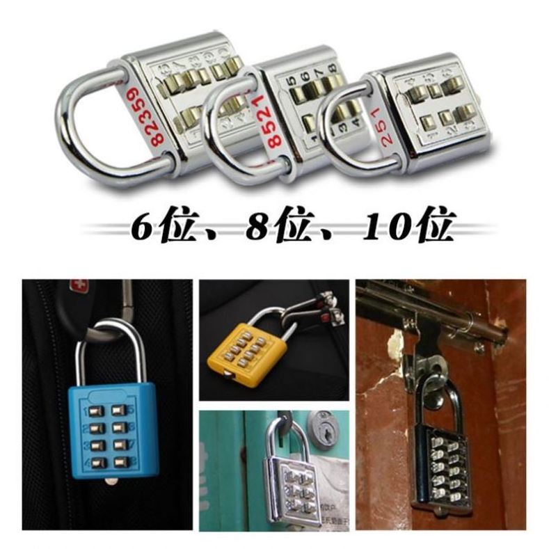 1 10 Digit Push Button Combination Padlock, 5 Digit Locking Mechanism, Chrome Plated Anti-theft Digit Push Password Lock