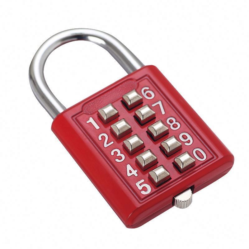 1 10 Digit Push Button Combination Padlock, 5 Digit Locking Mechanism, Chrome Plated Anti-theft Digit Push Password Lock