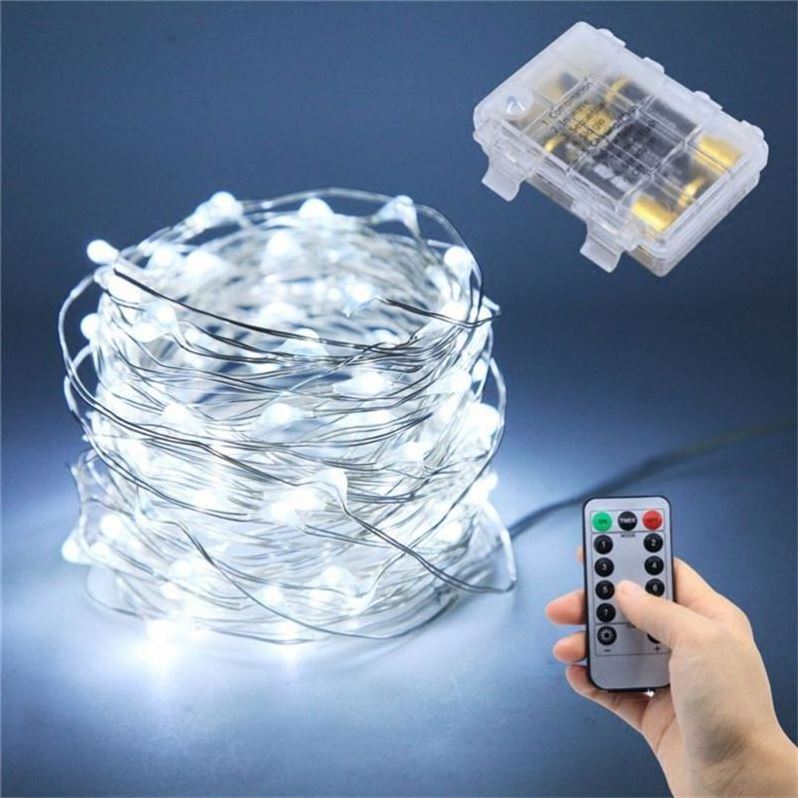 1 Waterproof Remote Control Fairy Lights Battery Operated LED Lights Decoration 8 Mode Timer String Copper Wire Christmas