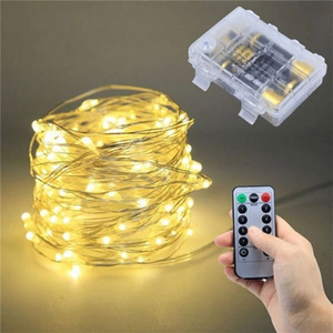 1 Waterproof Remote Control Fairy Lights Battery Operated LED Lights Decoration 8 Mode Timer String Copper Wire Christmas