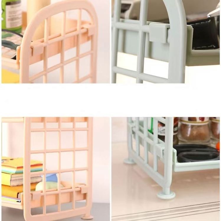 1 Double-layer Folding Desktop Shelf Small Size Storage Rack Home Storage Utility Sundries Plastic Rack Bathroom Storage Shelves