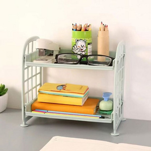 1 Double-layer Folding Desktop Shelf Small Size Storage Rack Home Storage Utility Sundries Plastic Rack Bathroom Storage Shelves