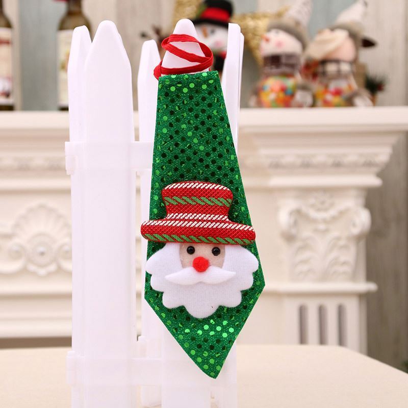 1 Sequins Santa Claus Snowman Reindeer Bear Christmas Decoration Tie For Home Xmas Kids Toy