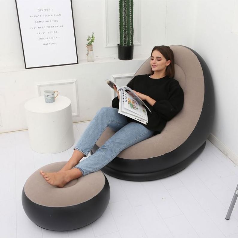 1 comfortable relax recliner inflatable lazy sofa chair, beanbag lounge chair inflatable sofa set