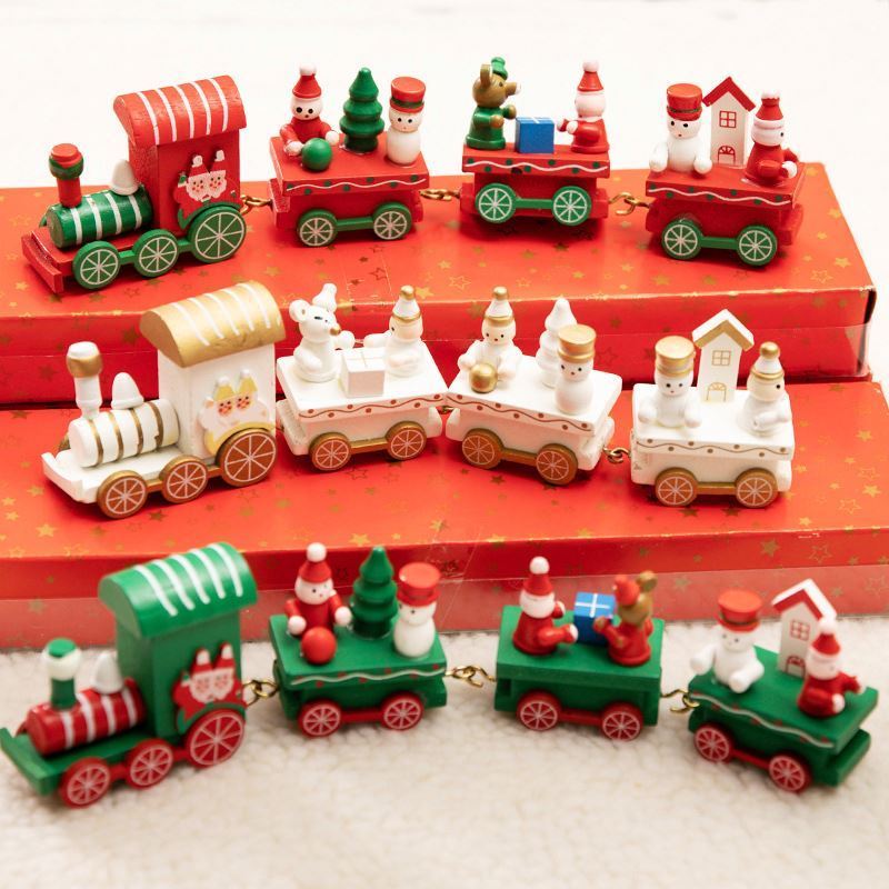 1 Christmas Wooden Train Mini Train Decor Set for Christmas Party  Kids Gift Set Under Christmas Tree Decorations