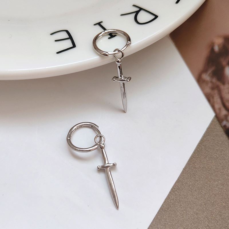 1 Hot sale punk 925 sterling silver dangle dagger sword earrings for women and men