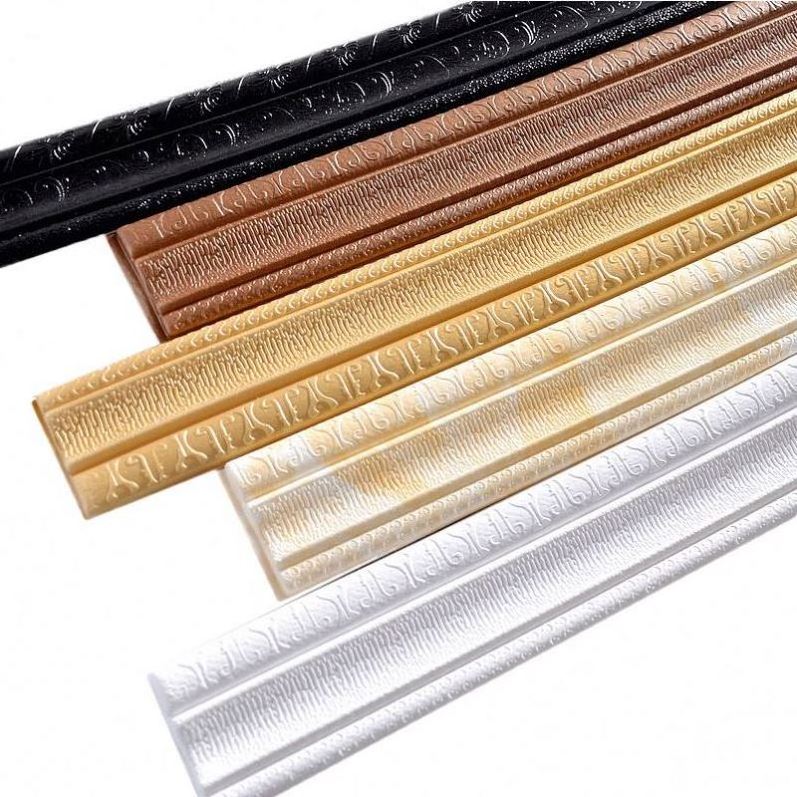 1 Self-adhesive Three-dimensional Wall Edging Strip Border Waterproof PE Foam Wall Lines Molding Trim