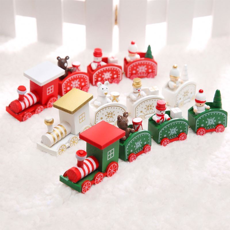 1 Christmas Wooden Train Mini Train Decor Set for Christmas Party  Kids Gift Set Under Christmas Tree Decorations