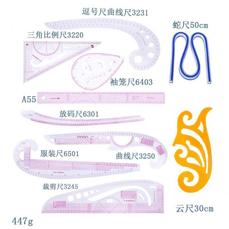 1 Transparent Comma Shaped Designers Curve Ruler for Dressmaking Tailor Support Tools Easy Sewing Pattern Ruler Clothing Cutting