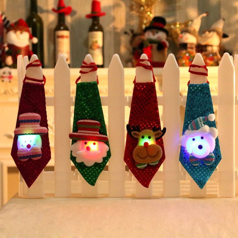 1 Sequins Santa Claus Snowman Reindeer Bear Christmas Decoration Tie For Home Xmas Kids Toy