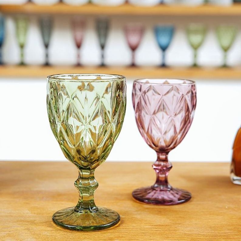 Hot Selling Pink Blue Diamond goblets Drinking Wedding Champagne Goblet Colored Wine Glass Cup Goblets 1