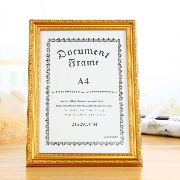 Hot Selling European Style Plastic Gold Frame Certificate Frame Decoration Photo  Cuadros OTHER Frame 1